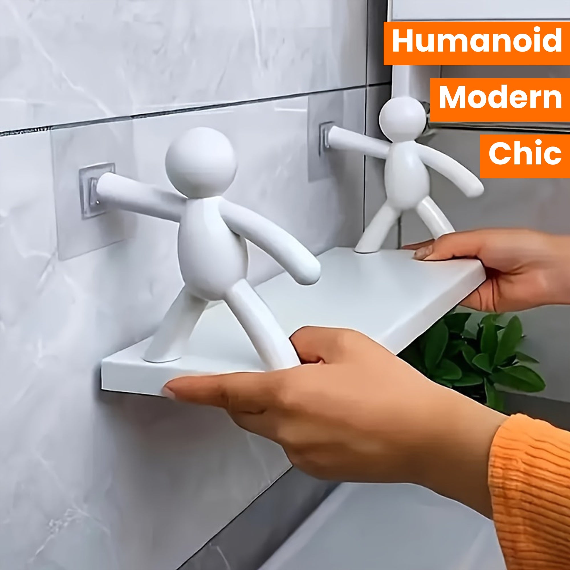 Chic Humanoid Wall-Mounted Storage Shelf - Modern Plastic Organizer for Kitchen & Bathroom