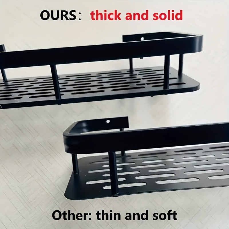 Wall-Mounted Shower Caddy, Large Capacity, No-Drill Installation, Floating Shelf for Bathroom and Kitchen, Space-Saving, Easy to Install, Holds Toiletries, Cosmetics, and Miscellaneous Items, Oil Rubbed Finish, Durable Plastic Material