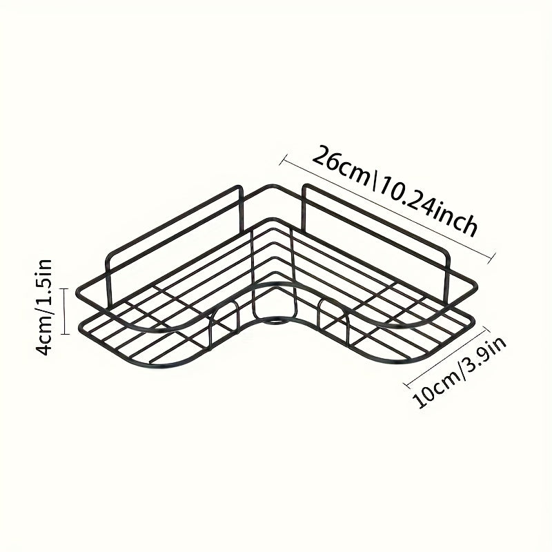 Rustproof Wall-Mounted Corner Shower Shelf - Black Plastic Bathroom Storage Rack for Shampoo, Toner, and Cosmetics, Space-Saving Design with Multiple Compartments, Bathroom Organizers And Storage