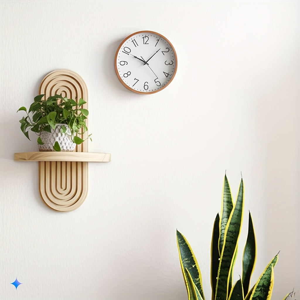 Elegant Wooden Wall Shelves with Geometric Design - Multi-Tier Storage Rack for Living Room, Bedroom, Bathroom, Kitchen, Modern Home Decor, Wall Shelf Decor|Minimalist Shelves|Wooden Construction, Wall Decor Shelves