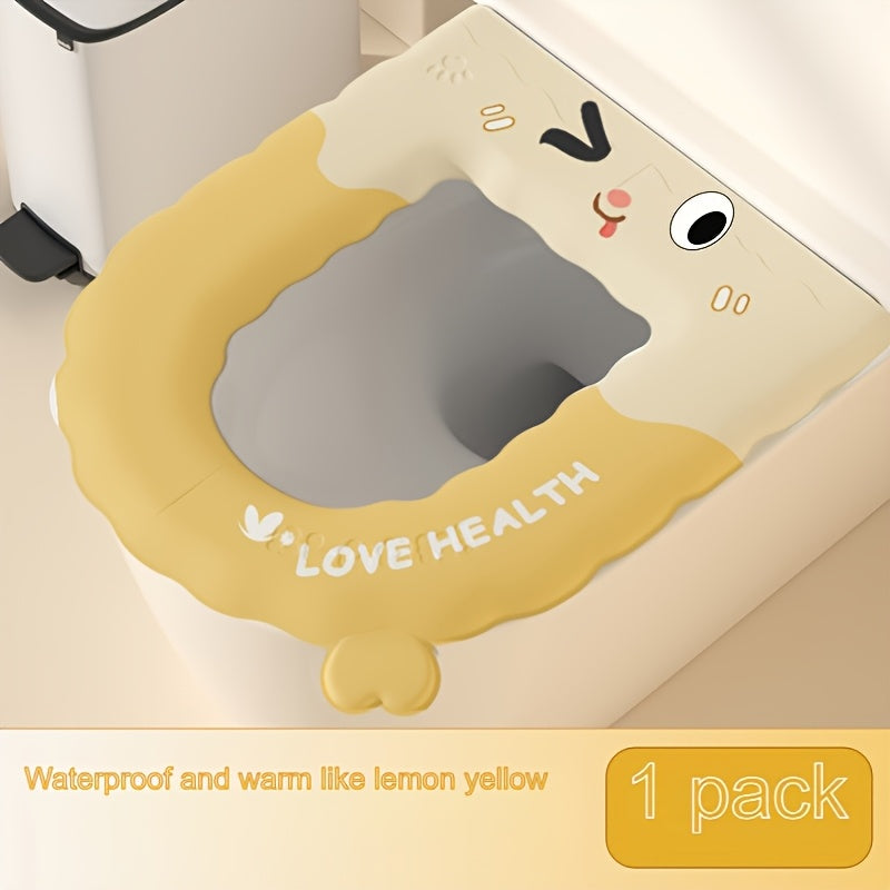 1pc Fit EVA Toilet Seat Cover, Thickened All-Season Waterproof Pad, Lightweight, Hand Wash Only, Comfortable Bathroom Accessory