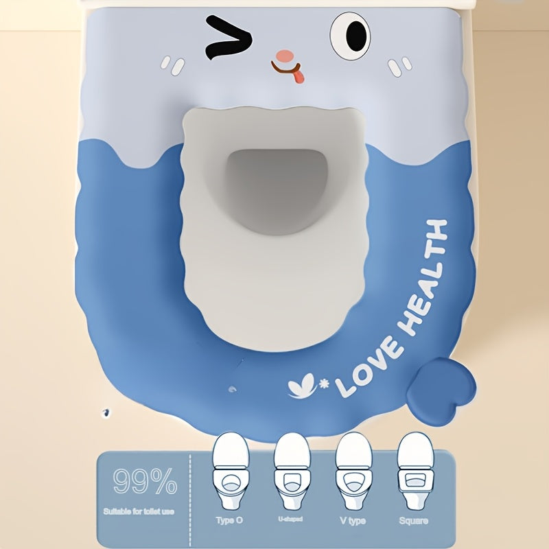 1pc Fit EVA Toilet Seat Cover, Thickened All-Season Waterproof Pad, Lightweight, Hand Wash Only, Comfortable Bathroom Accessory