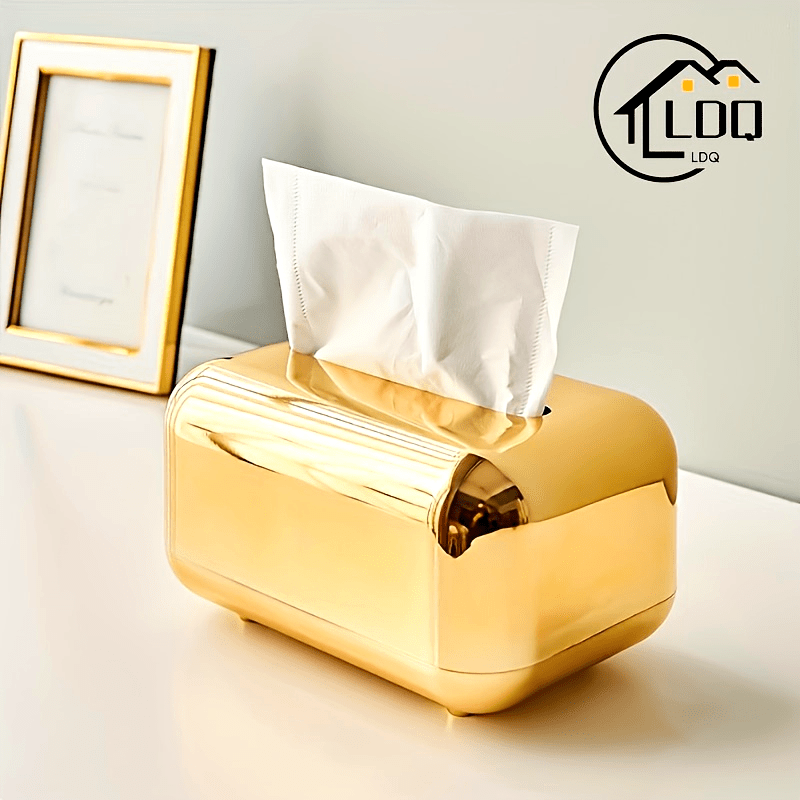 1pc Vintage-Inspired Bread Shape Tissue Box - Electroplated Luxury Holder with 2 Color Options - Bathroom Accessories, Organizers, and Storage for a Clutter-Free Space