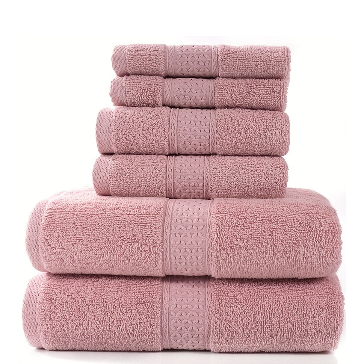 Set of Three Or Six Soft, Absorbent Cotton Towels And Bath Towels.