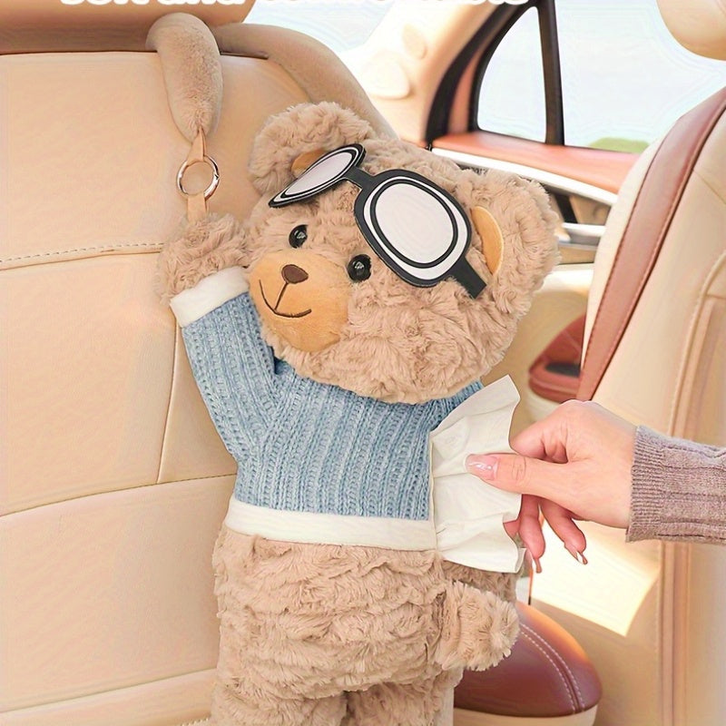 1 Cute Cartoon Car Interior Decoration Tissue Box - Creative Hanging Paper Towel Holder, Multifunctional Storage for Easy Access, Suitable for Cars