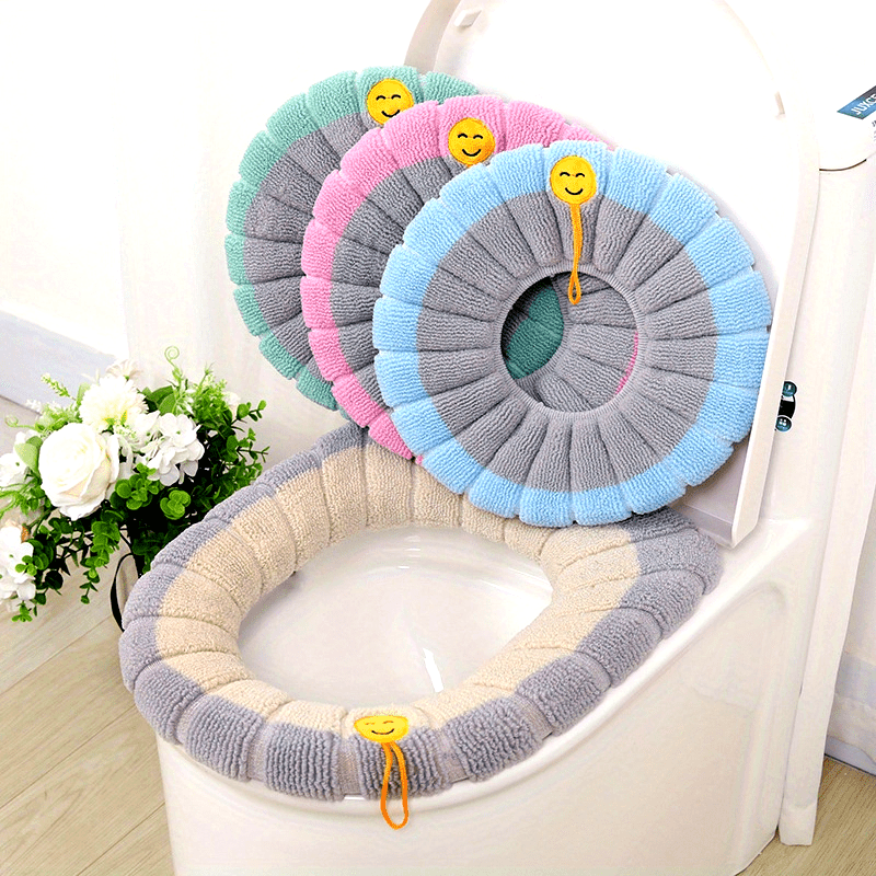 Washable Two-Tone Toilet Seat Cushion - Thickened Winter Comfort, Removable Cover, Medical Grade Material