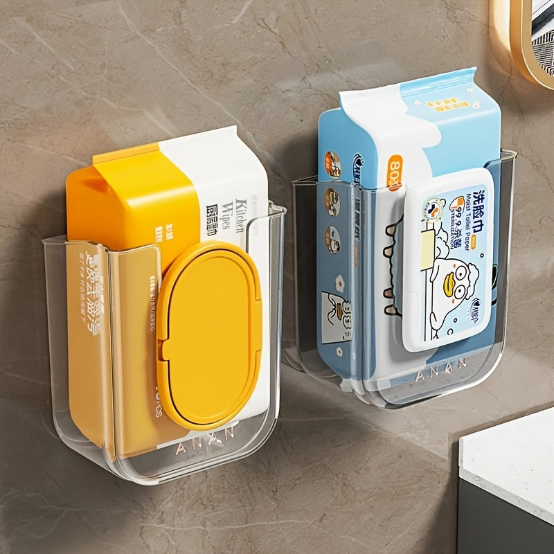 Easy-Install Luxury Square Plastic Tissue Holder - Wall-Mounted, No-Drill Bathroom Organizer for Face Towels & Wet Wipes, Storage Box, Dispenser