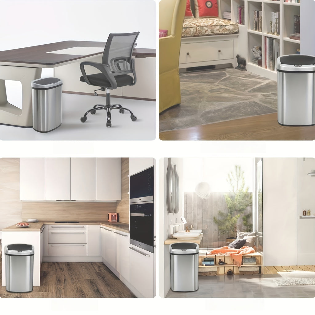 13 Gallon Trash Can Kitchen, Automatic Garbage Can Touchless Motion Sensor, Stainless Steel Trash Can With Lid Anti-Fingerprint Mute Designed, Waste Bin 50L For Office Bedroom Kitchen Indoor Trash Can
